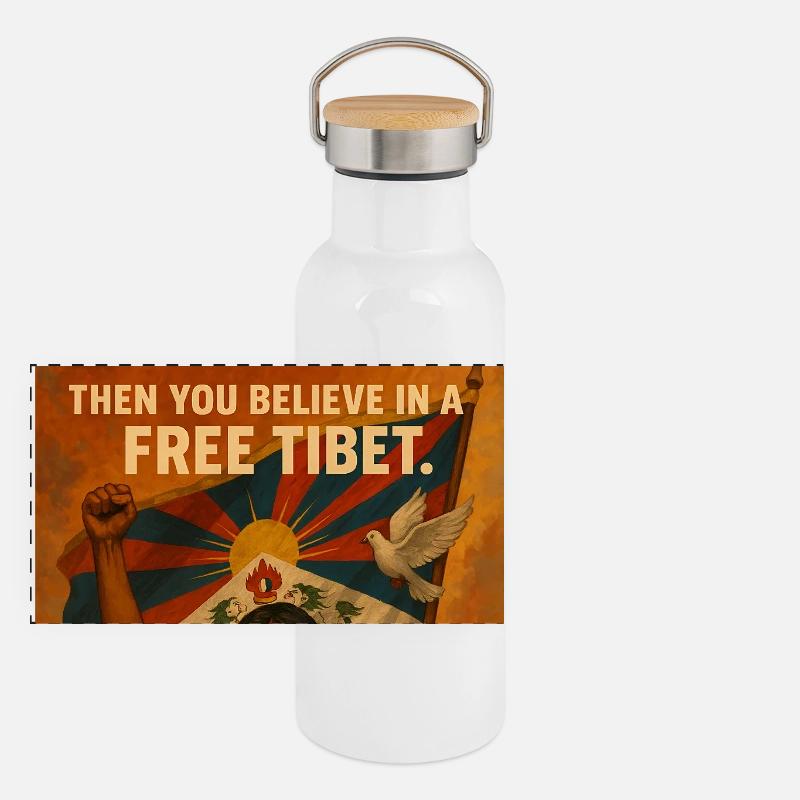 Marche du peuple tibétain pour la liberté Gourde isotherme avec bouchon en bambou