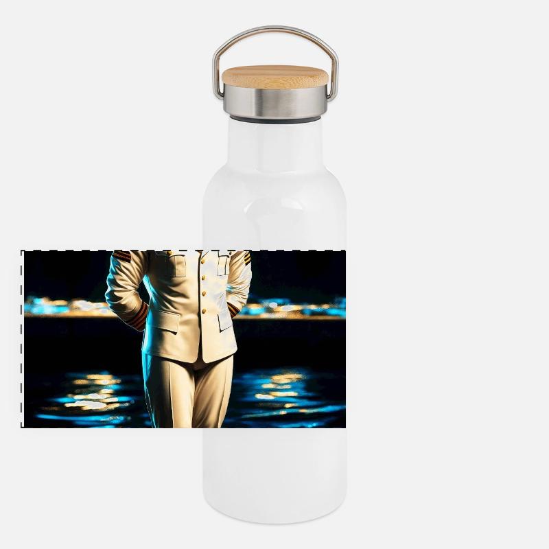 Marine Humanoid Dolphin Panoramic Thermal Bottle with Bamboo Lid