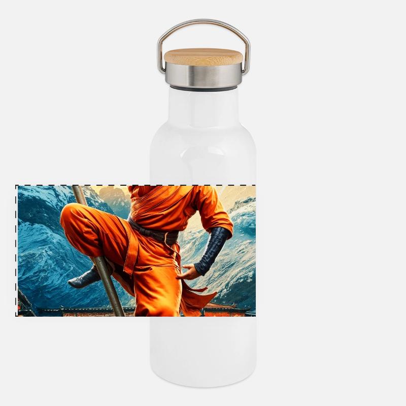 Singe humanoïde Moine Shaolin Gourde isotherme avec bouchon en bambou
