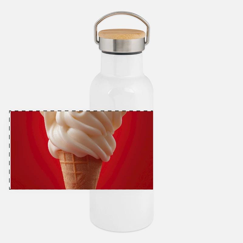 Spooky Ghost IceCream Cone Panoramic Thermal Bottle with Bamboo Lid