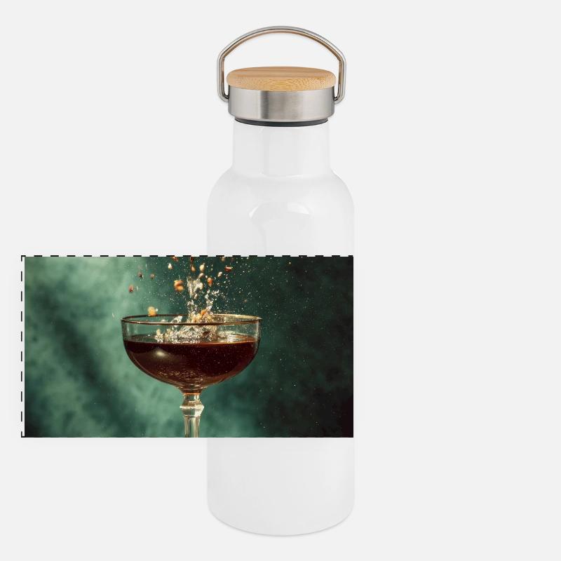 Smaragd Splash Cocktail Vintage Kunst Panorama Thermosflasche mit Bambusdeckel