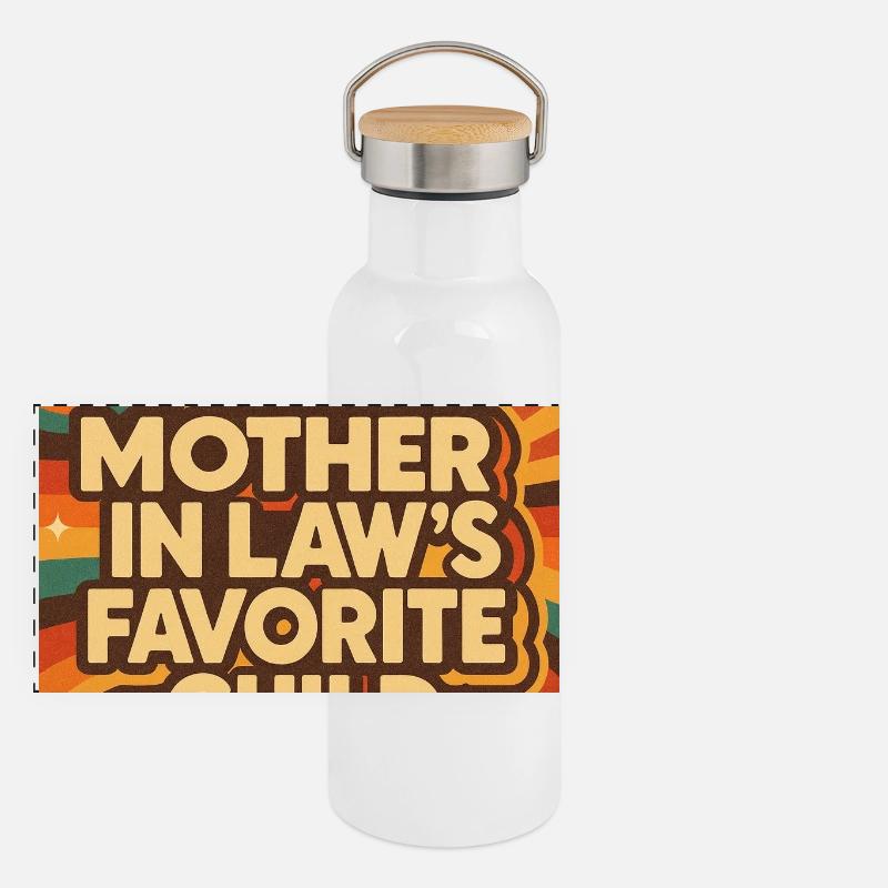 Das Lieblingskind der Schwiegermutter Panorama Thermosflasche mit Bambusdeckel