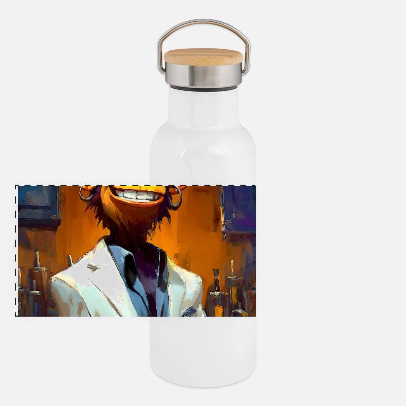 Affe im Anzug an Bar Panorama Thermosflasche mit Bambusdeckel