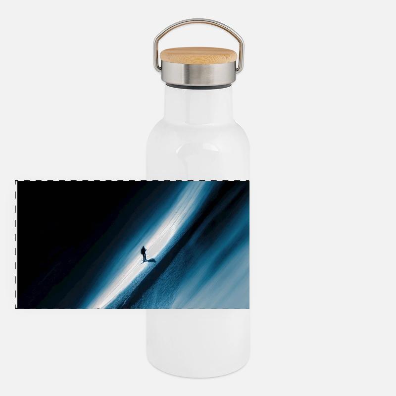 Blue Horizon Aufstieg Panorama Thermosflasche mit Bambusdeckel