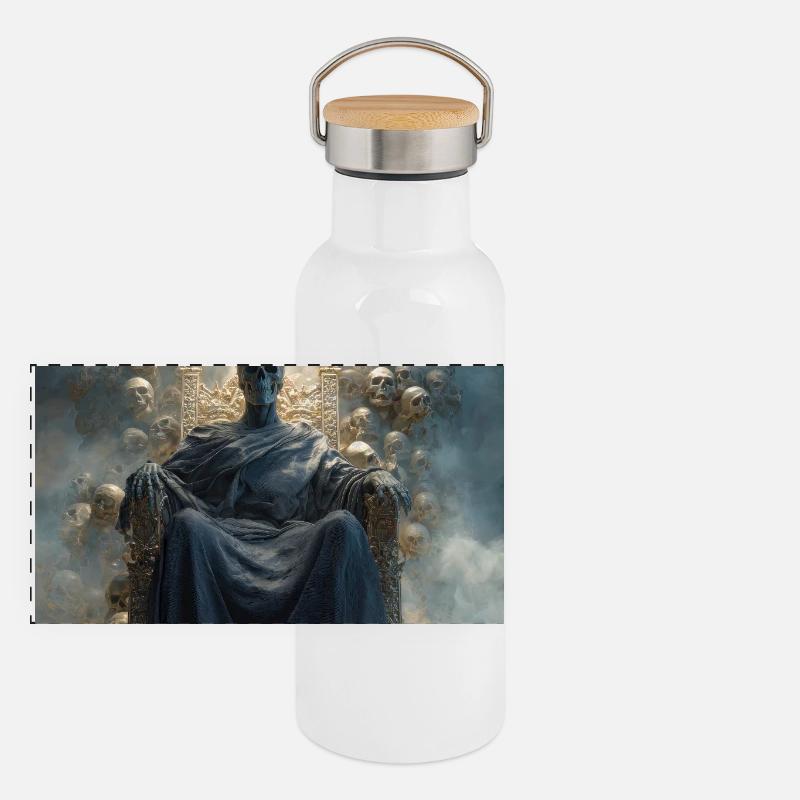 Skull Throne gekrönter König Panorama Thermosflasche mit Bambusdeckel