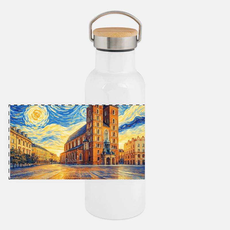 Kraków, Polen Panorama Thermosflasche mit Bambusdeckel
