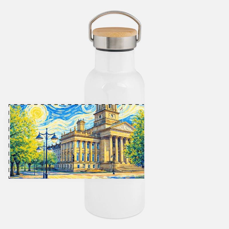 Bolton England Impression Panorama Thermosflasche mit Bambusdeckel
