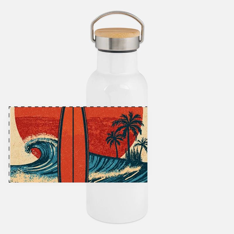 Sunset Surf Panoramic Thermal Bottle with Bamboo Lid