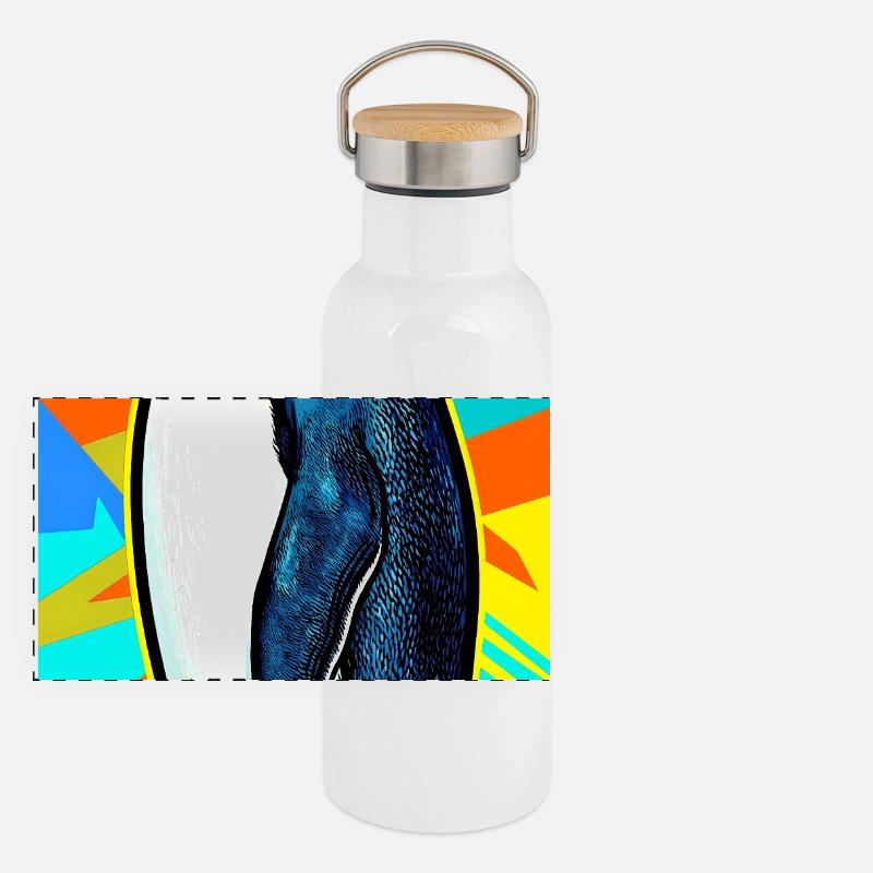 Pinguin Panorama Thermosflasche mit Bambusdeckel
