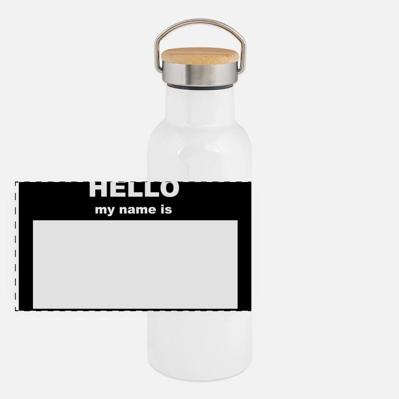 Name tag - HELLO my name is Panoramic Thermal Bottle with Bamboo Lid