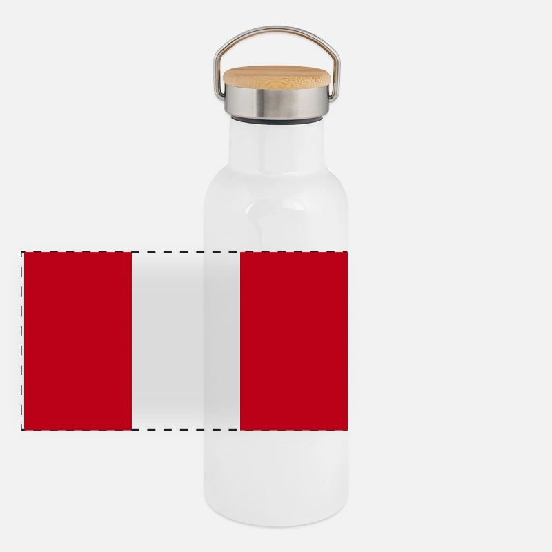 Peru National Flagge Panorama Thermosflasche mit Bambusdeckel