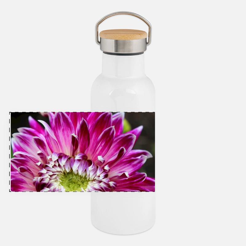 fleur de dahlia rose fleur rose affiche Gourde isotherme avec bouchon en bambou