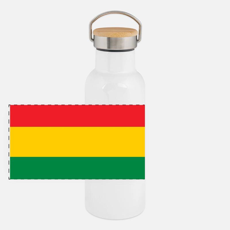 Drapeau du Reggae - Rastafari Rasta Roots Gourde isotherme avec bouchon en bambou