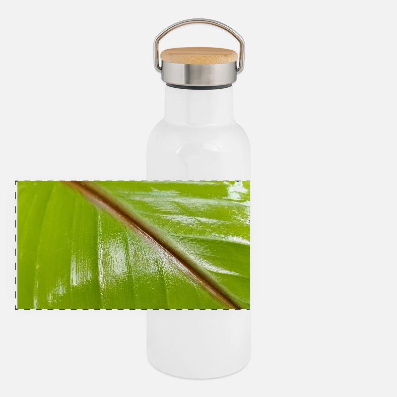 Banana tree - Panoramic Thermal Bottle with Bamboo Lid - white