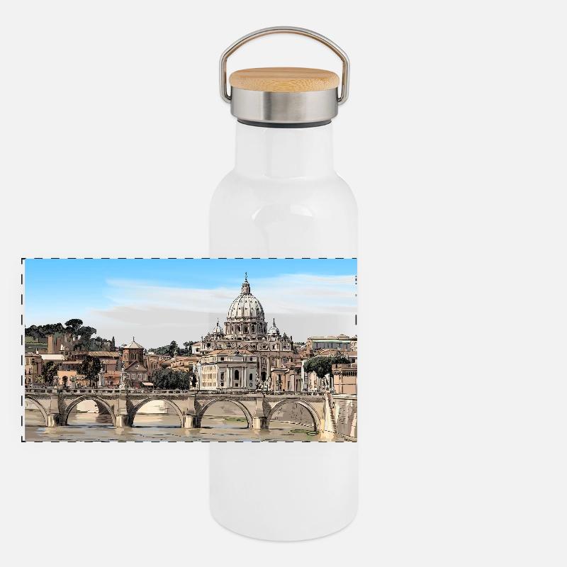 Panorama Thermosflasche mit Bambusdeckel