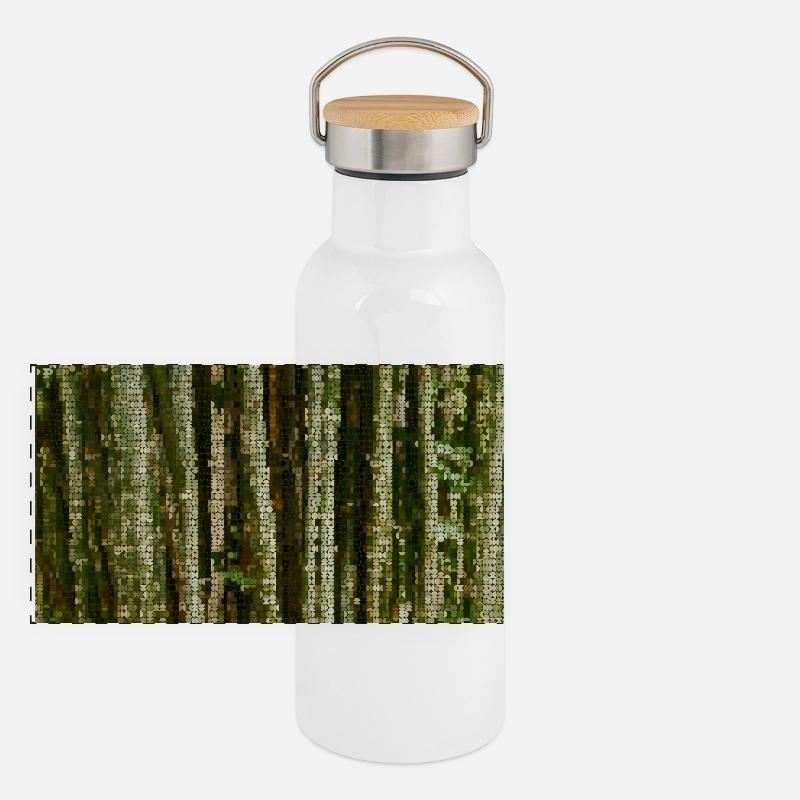 Forest Lines Camouflage Pattern Panoramic Thermal Bottle with Bamboo Lid