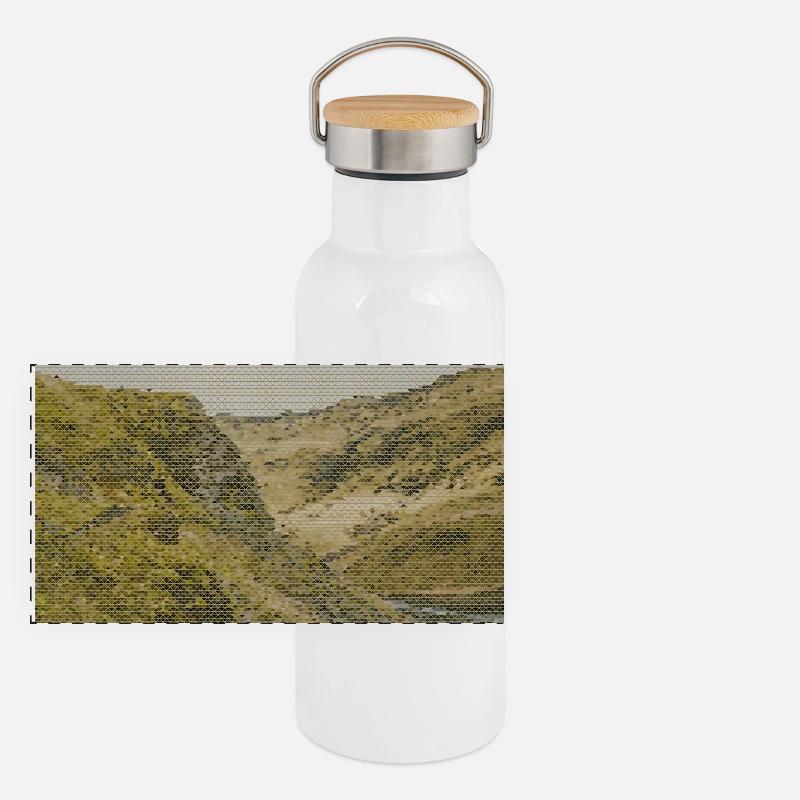Geometrisches Netz Canyon Panorama Thermosflasche mit Bambusdeckel