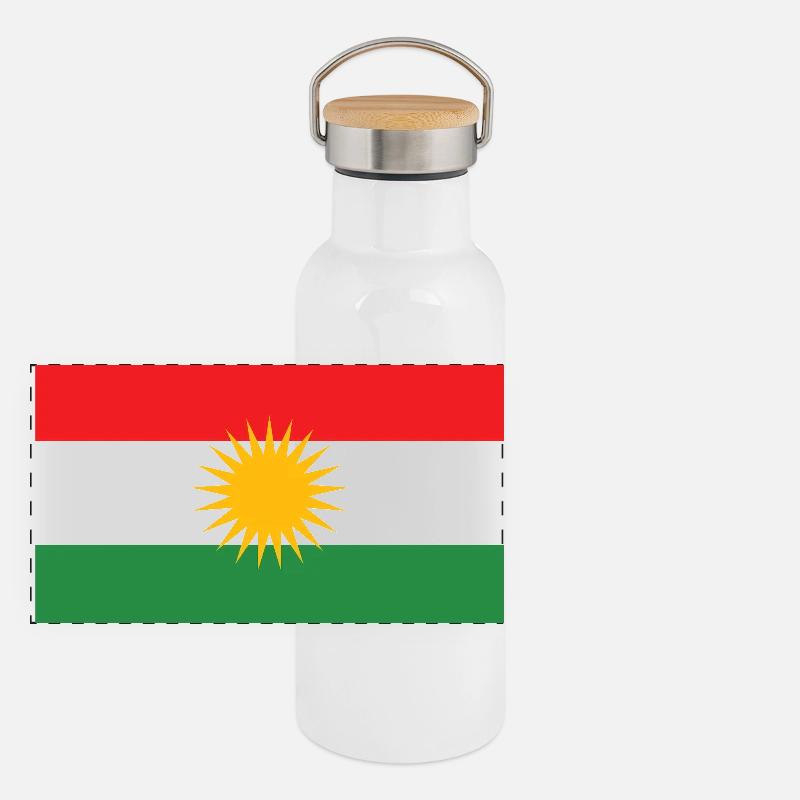 Kurdistan Flag Sun Star Panoramic Thermal Bottle with Bamboo Lid
