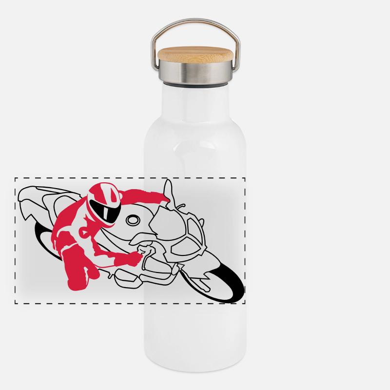 Motorrad Panorama Thermosflasche mit Bambusdeckel