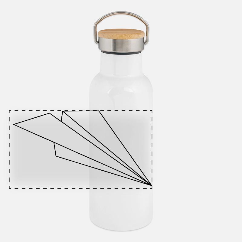 Papierflieger Panorama Thermosflasche mit Bambusdeckel