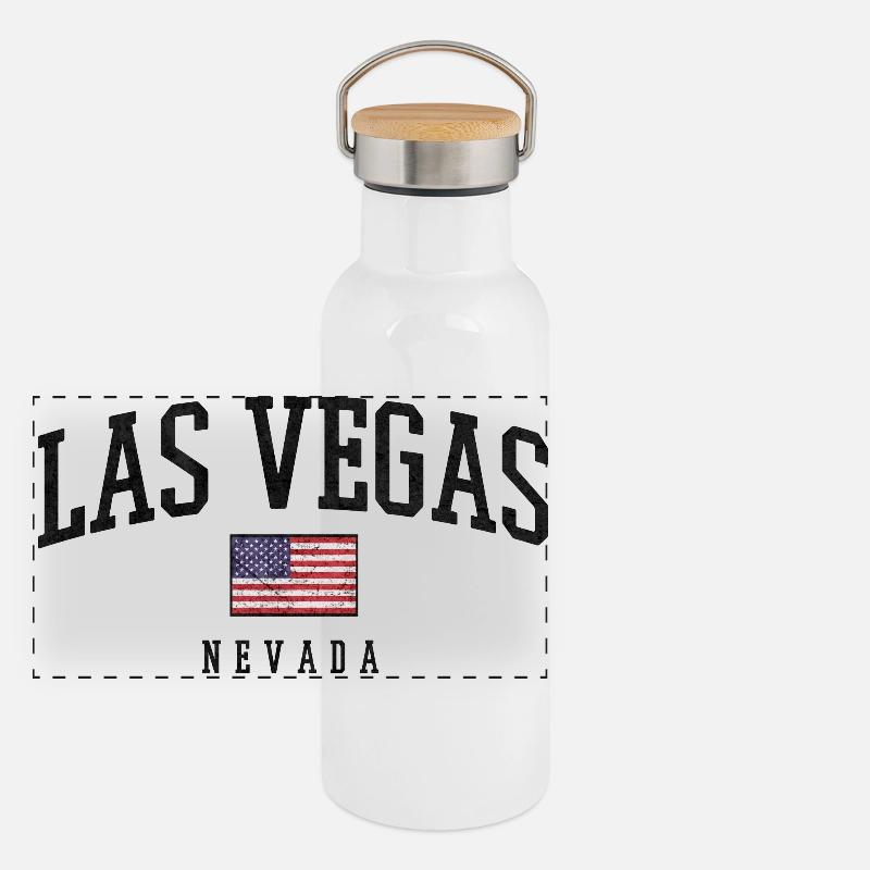 Design du drapeau vintage de Las Vegas, Nevada Gourde isotherme avec bouchon en bambou