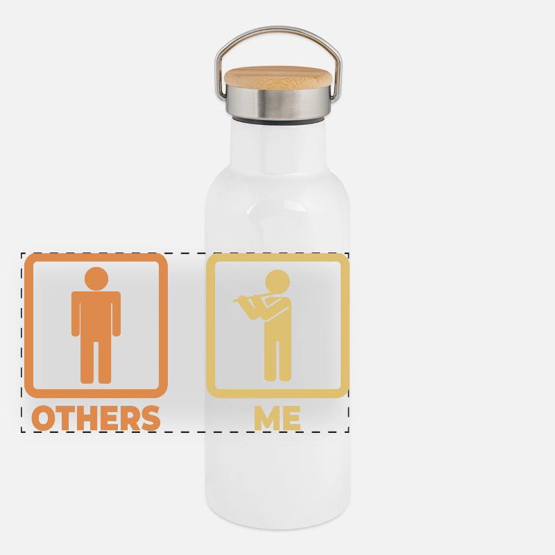 Funny Flutist Stick Figures Panoramic Thermal Bottle with Bamboo Lid