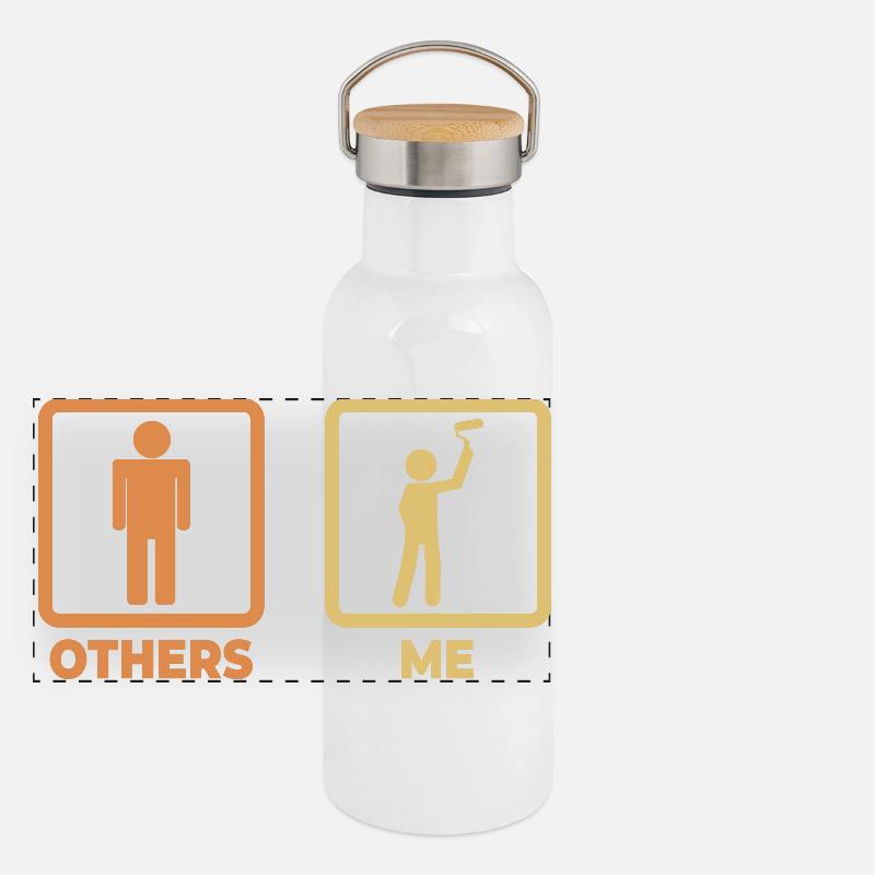 Maler Strichmännchen Panorama Thermosflasche mit Bambusdeckel