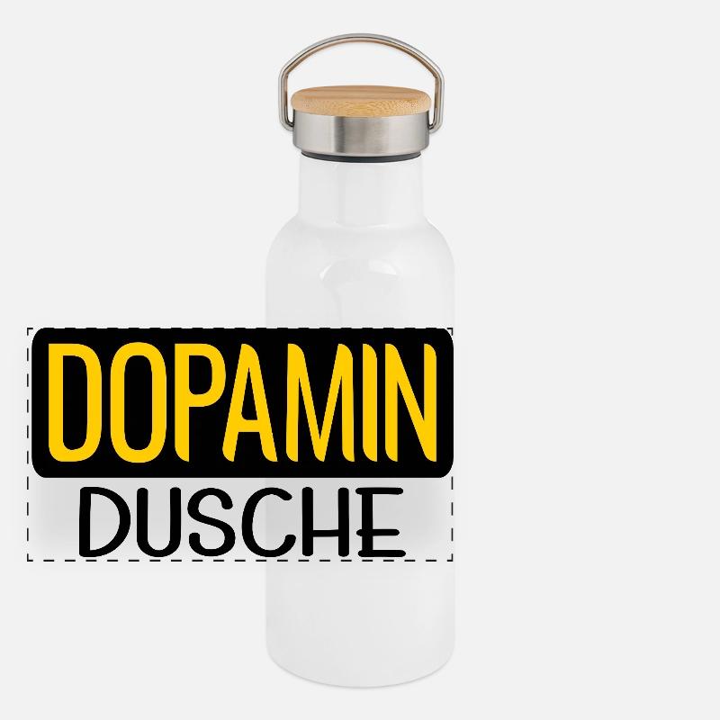 DOPAMIN DUSCHE GEHIRN Panorama Thermosflasche mit Bambusdeckel