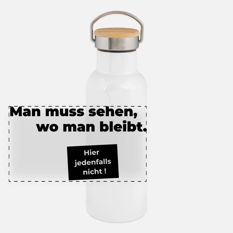 sehen wo man bleibt Panorama Thermosflasche mit Bambusdeckel