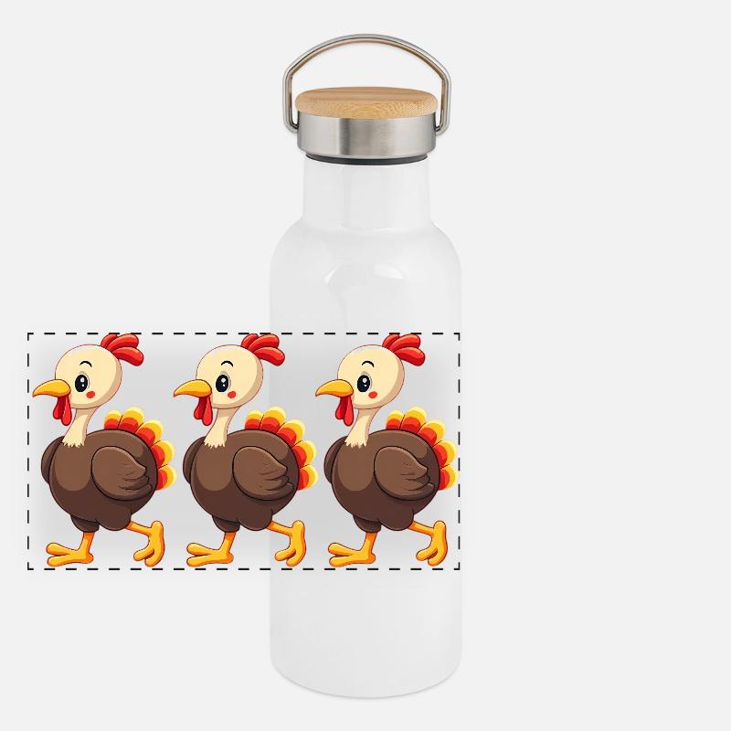 Bébé dinde de Thanksgiving Gourde isotherme avec bouchon en bambou