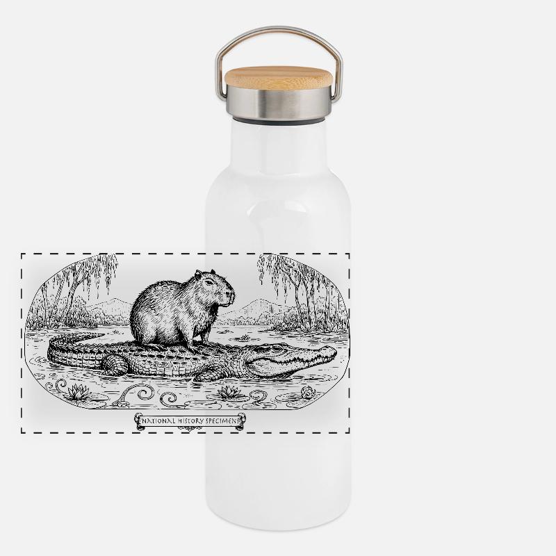 Croco et Capybara Gourde isotherme avec bouchon en bambou