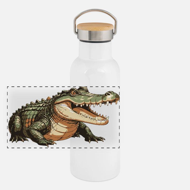 Crocodile2 Gourde isotherme avec bouchon en bambou