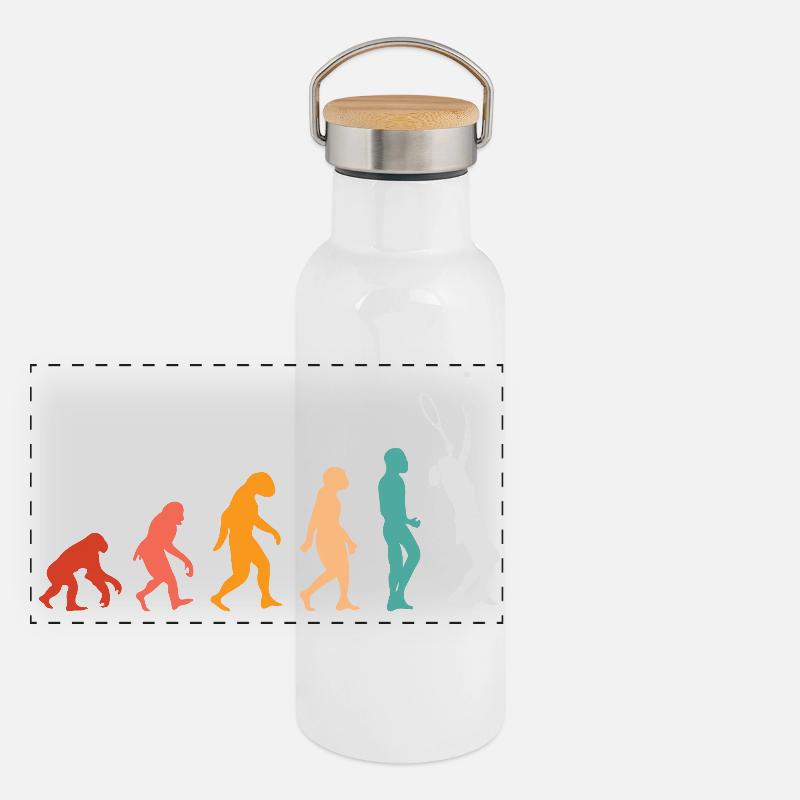 Évolution du tennis - Gourde isotherme avec bouchon en bambou - blanc