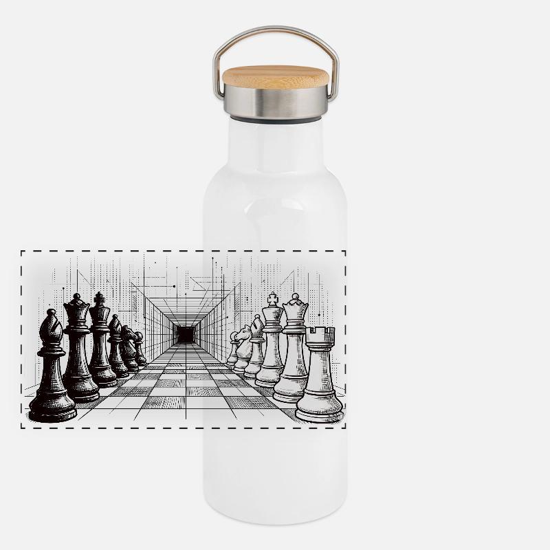 Chess Strategy – Endless Perspective Panoramic Thermal Bottle with Bamboo Lid