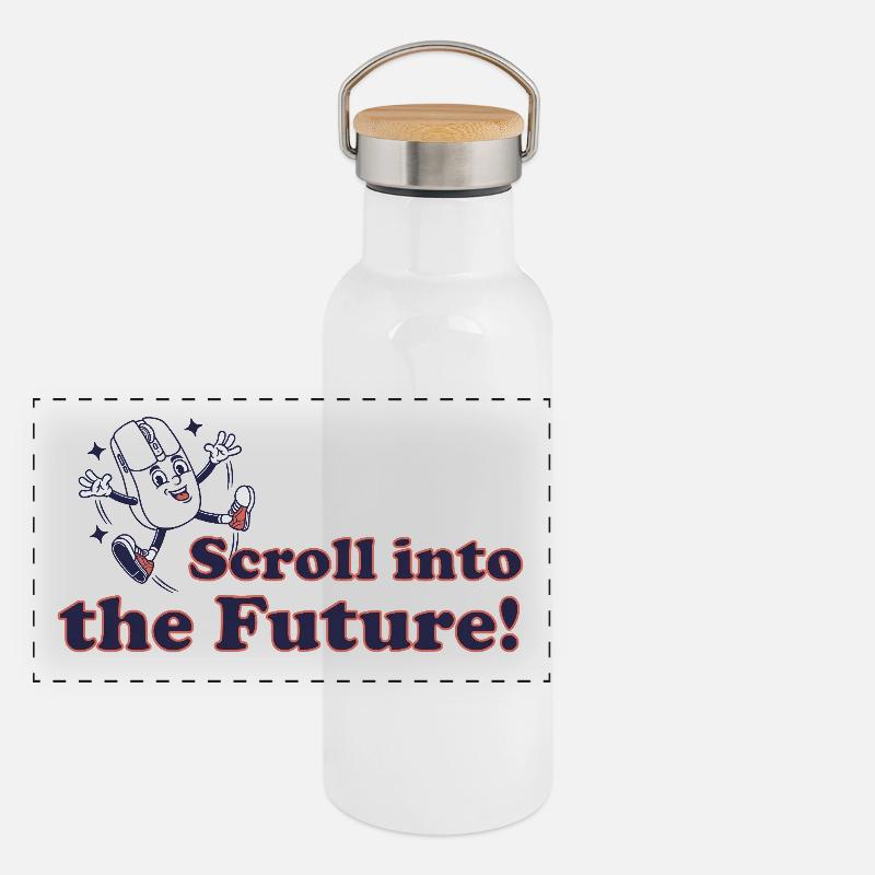 Scrollen in die Zukunft! Panorama Thermosflasche mit Bambusdeckel