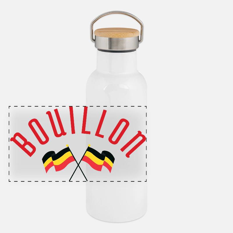 Emblème des drapeaux belges croisés de Bouillon Gourde isotherme avec bouchon en bambou