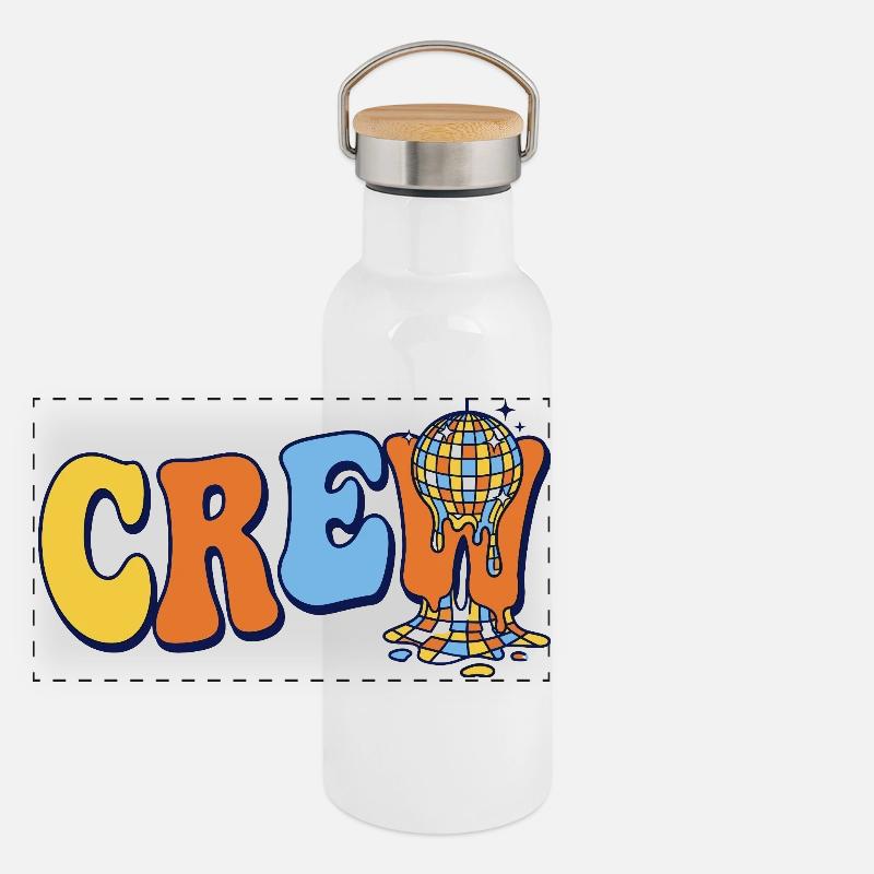 Retro Crew Disco Ball Party Team Cohesion Panoramic Thermal Bottle with Bamboo Lid
