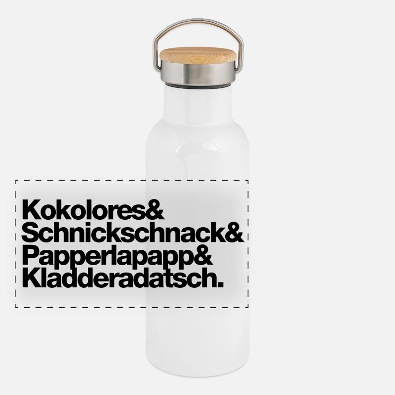 Kokolores Schnickschnack Papperlapapp Panorama Thermosflasche mit Bambusdeckel