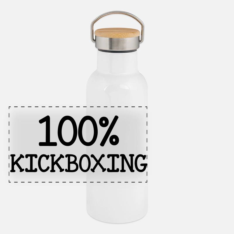 Kickboxen / Kickboxing / Kickboxer / Kick Boxing Panorama Thermosflasche mit Bambusdeckel