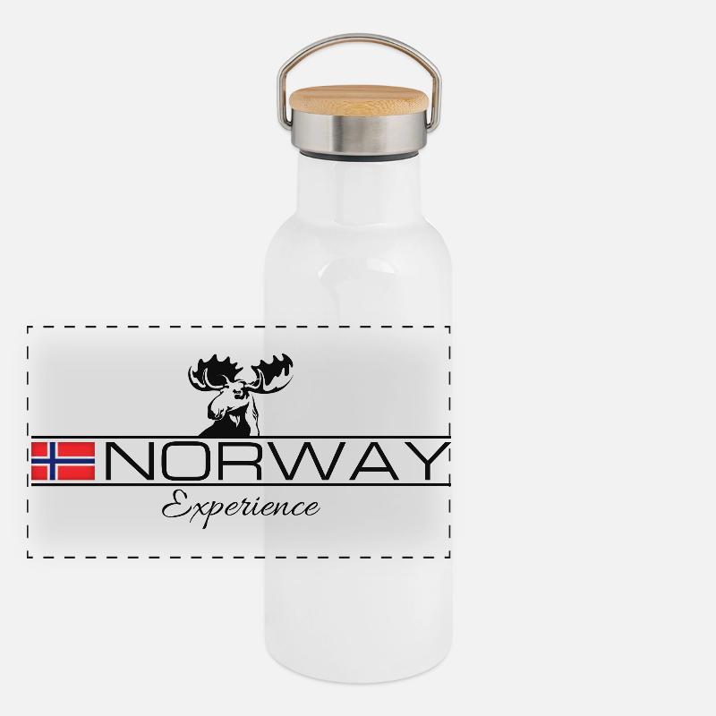 Norway Experience Elch Moose Design Panorama Thermosflasche mit Bambusdeckel