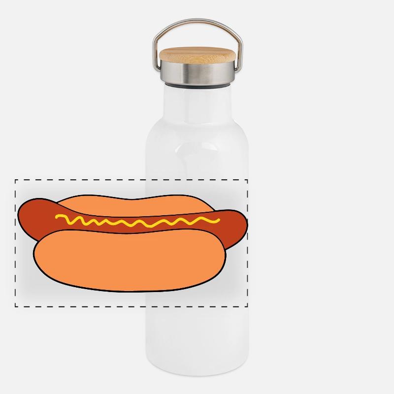 Hot dog Wurst Panorama Thermosflasche mit Bambusdeckel