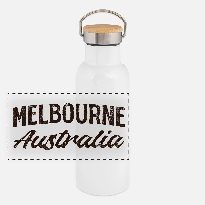 Melbourne Australie Lettrage vintage Gourde isotherme avec bouchon en bambou