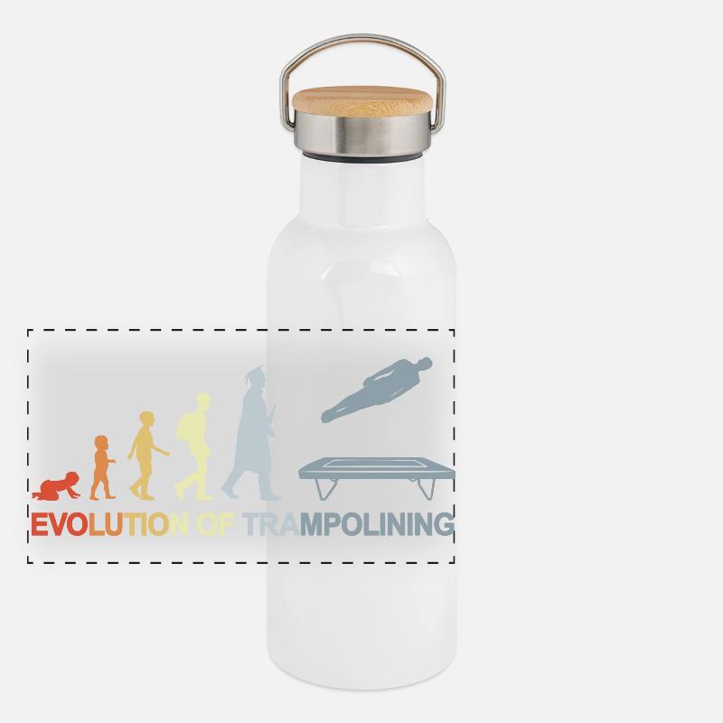 Vintage Trampolinspringer Evolution Panorama Thermosflasche mit Bambusdeckel