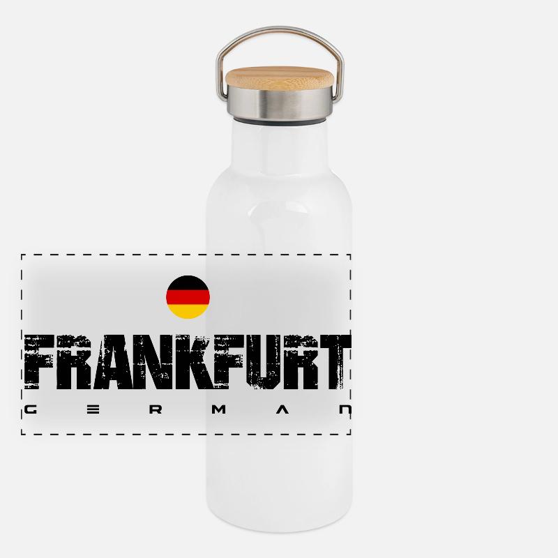 Emblème minimaliste du drapeau allemand Gourde isotherme avec bouchon en bambou