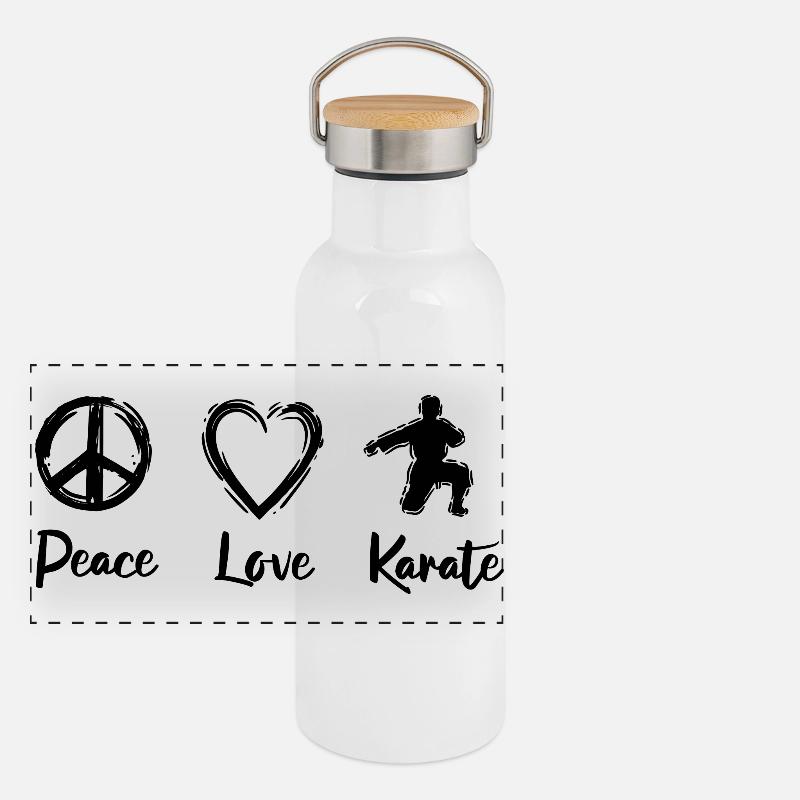 Karate Liebe Panorama Thermosflasche mit Bambusdeckel