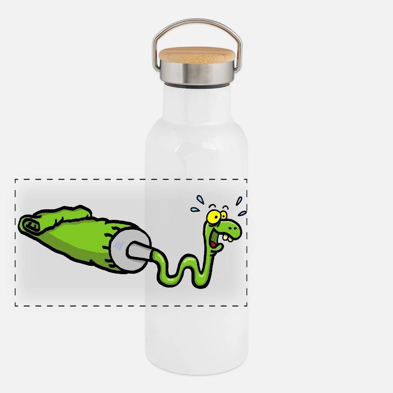 Serpent vert et tube de gouache Gourde isotherme avec bouchon en bambou