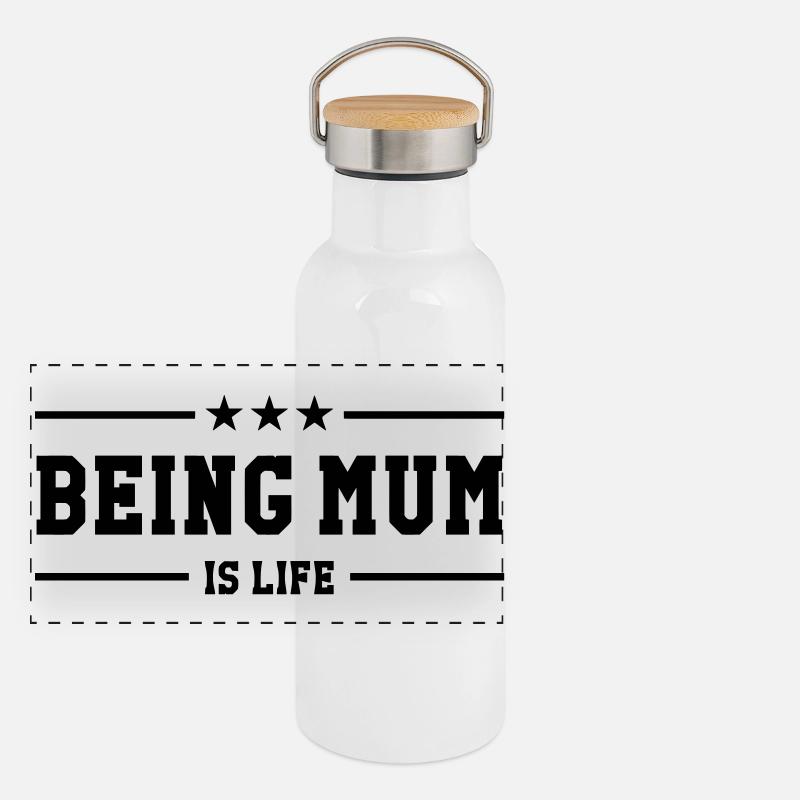 Mutter zu sein ist Leben! Muttertag Panorama Thermosflasche mit Bambusdeckel
