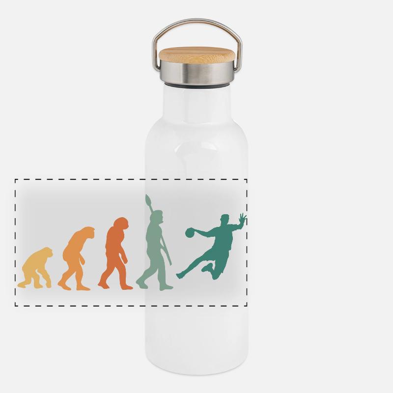 Evolution Handball Retro Panorama Thermosflasche mit Bambusdeckel
