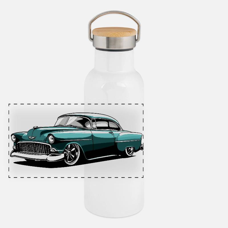 Conception de voitures classiques vintage Gourde isotherme avec bouchon en bambou