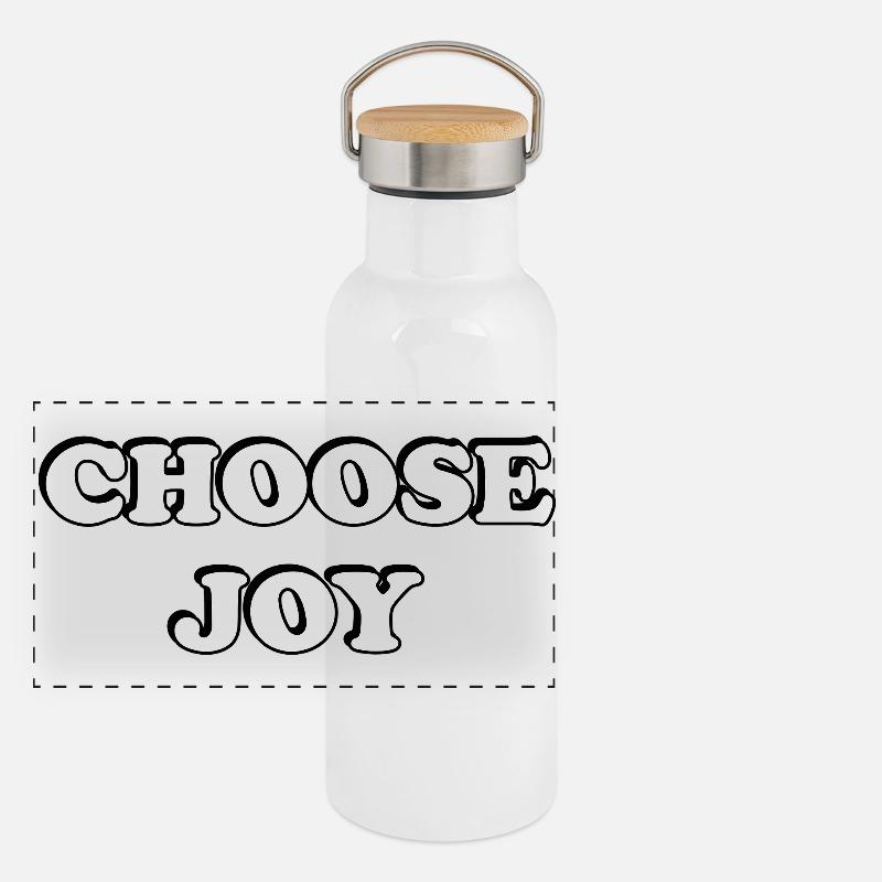 Wählen Sie Joy Bold Typografie Panorama Thermosflasche mit Bambusdeckel